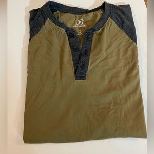 Jack Threads Olive and Black Henley T-Shirt